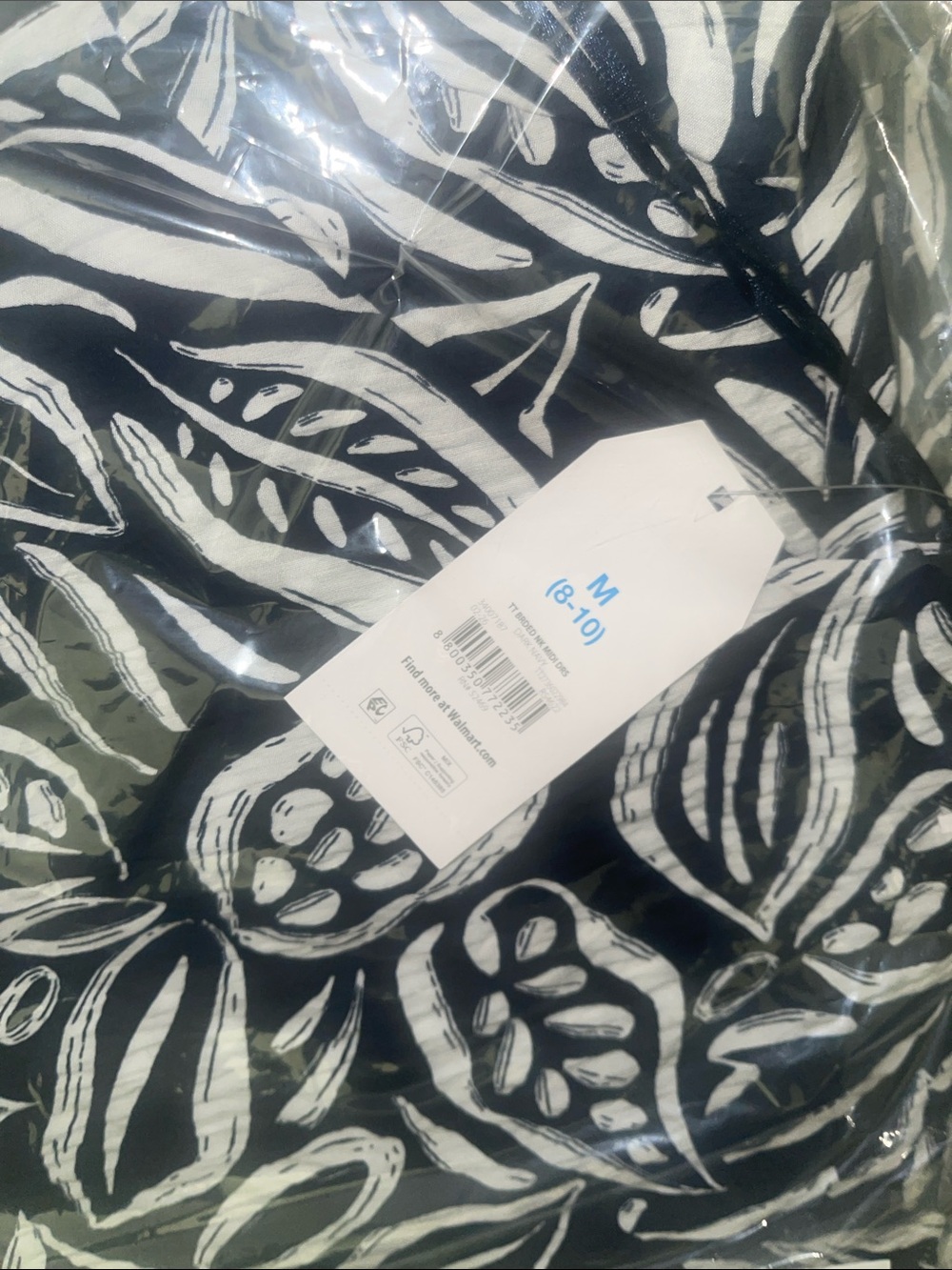 Time and Tru Navy and White Leaf-Print Halter Midi Dress - Picture 5 of 7